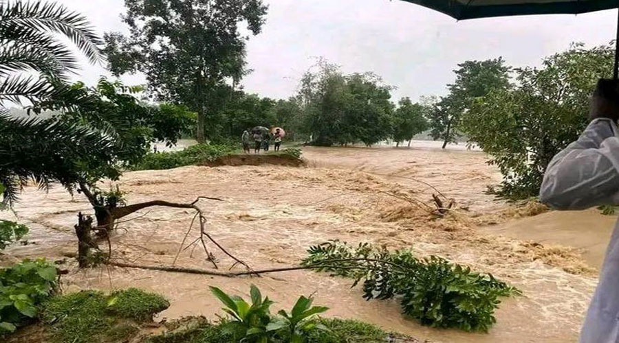 অতি ভারি বৃষ্টিপাত ও উজান থেকে আসা ঢলে পানিতে বন্যার ‍সৃষ্টি