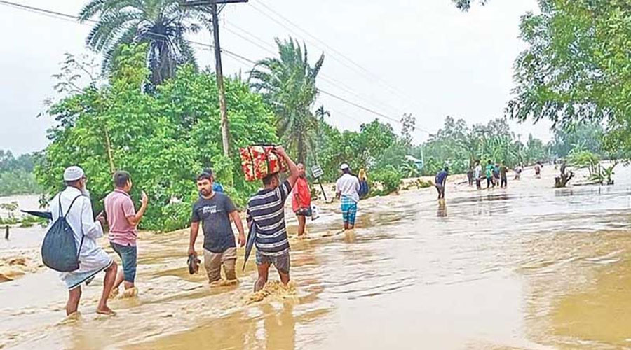  নতুন করে বন্যার পানি ঢুকেছে শেরপুর সদর ও নকলার ১০টি ইউনিয়নে