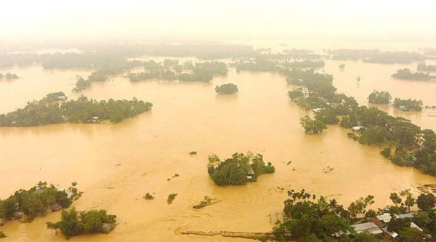 পাহাড়ি ঢল এবং অতিবৃষ্টিতে শেরপুরে ভয়াবহ বন্যা পরিস্থিতির সৃষ্টি হয়